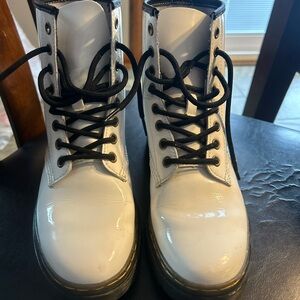 Dr. Martens White and Black Lace-Up Boots